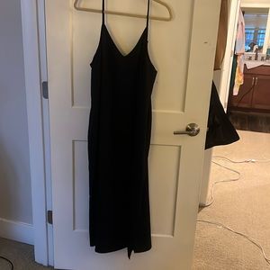 Women’s black silk slip dress